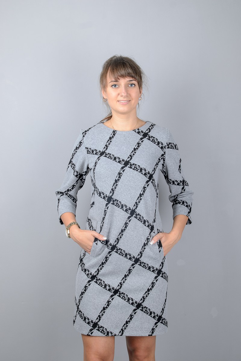 Платья Mita ЖМ755 серый/клетка