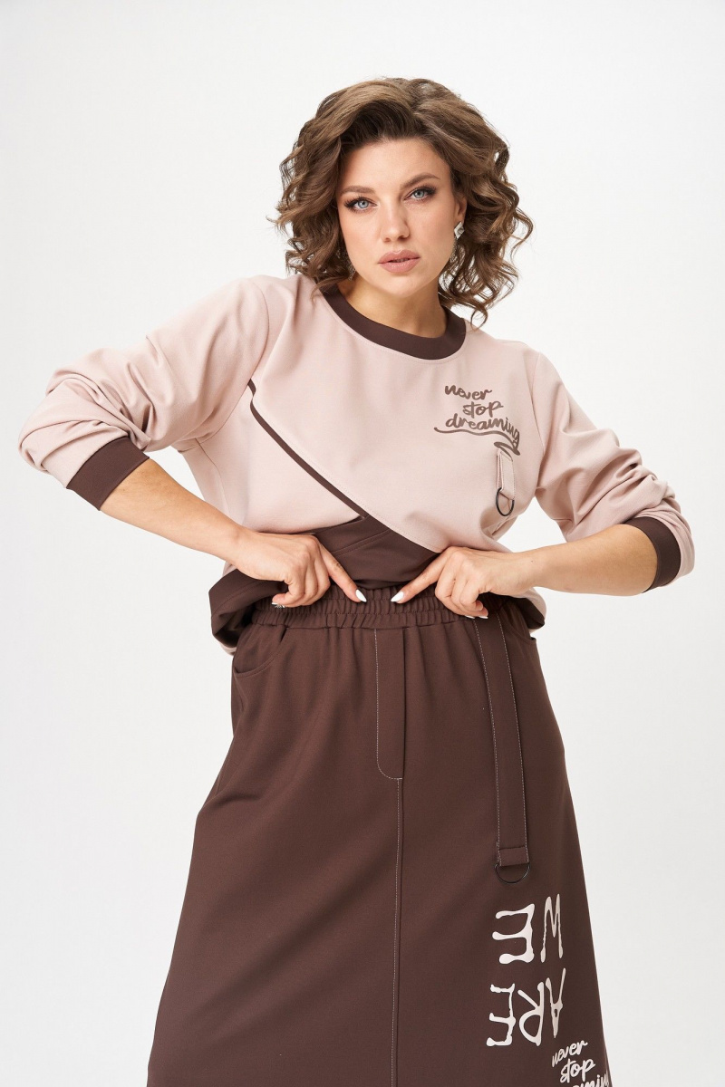 Юбочный комплект Aira Style 24129 пудра-коричневый