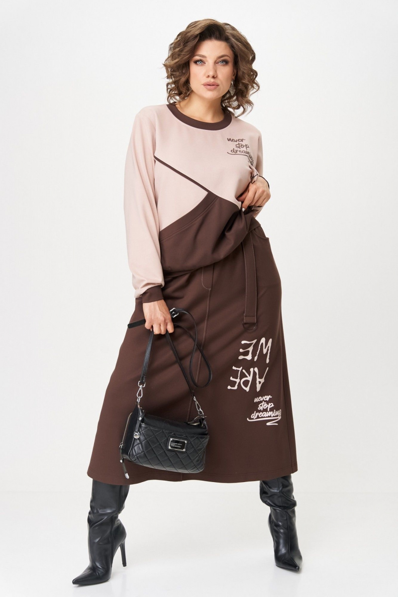 Юбочный комплект Aira Style 24129 пудра-коричневый