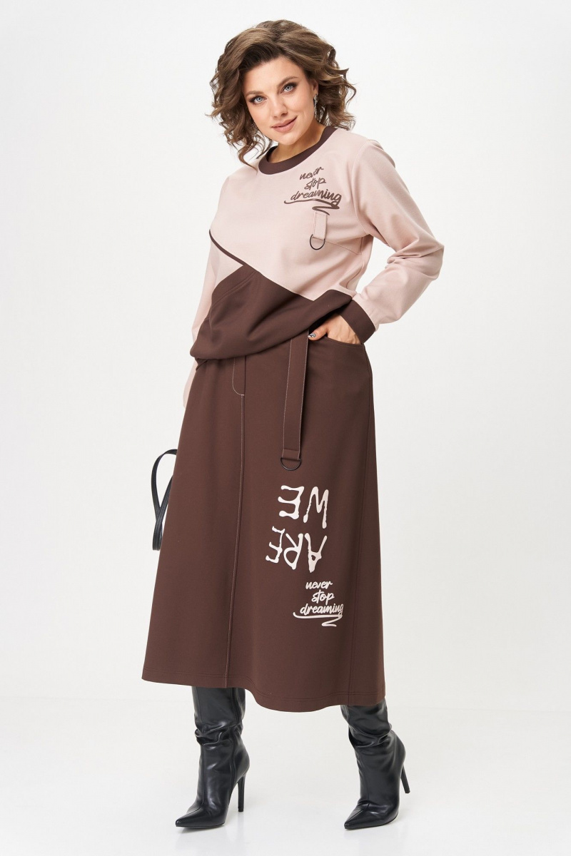 Юбочный комплект Aira Style 24129 пудра-коричневый