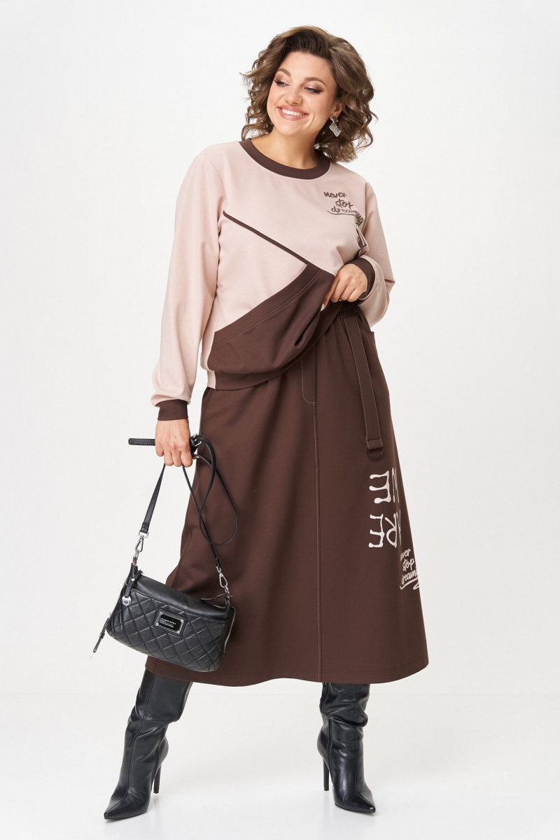 Юбочный комплект Aira Style 24129 пудра-коричневый