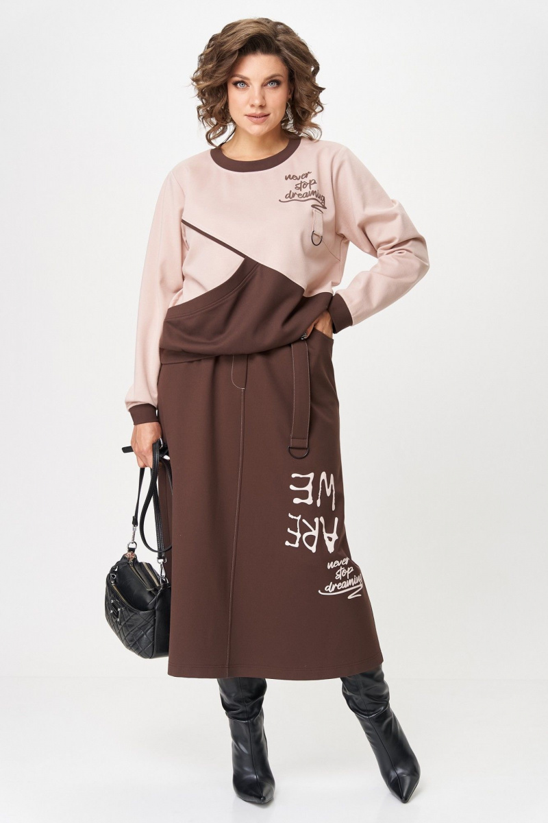 Юбочный комплект Aira Style 24129 пудра-коричневый