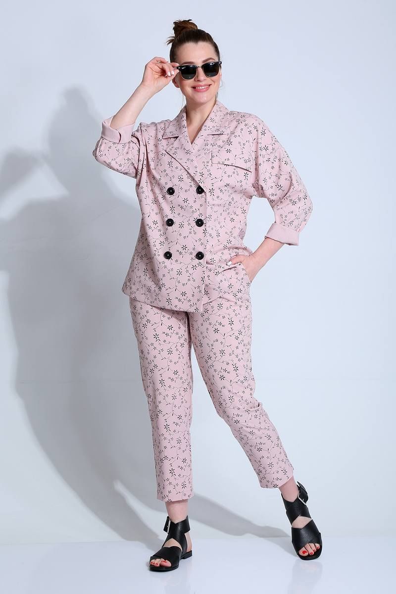 Брючный костюм Liona Style 789 розовый