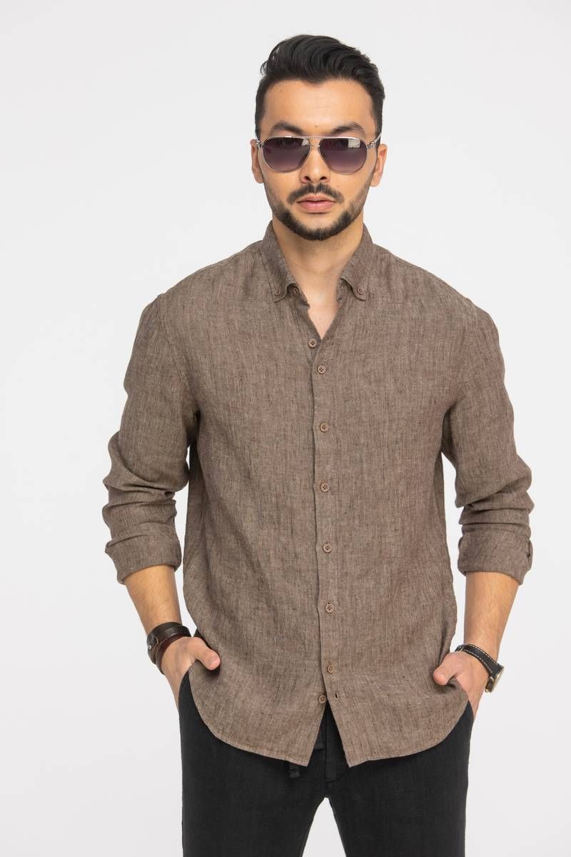 Рубашки с длинным рукавом Cool Flax КФР001 коричневый