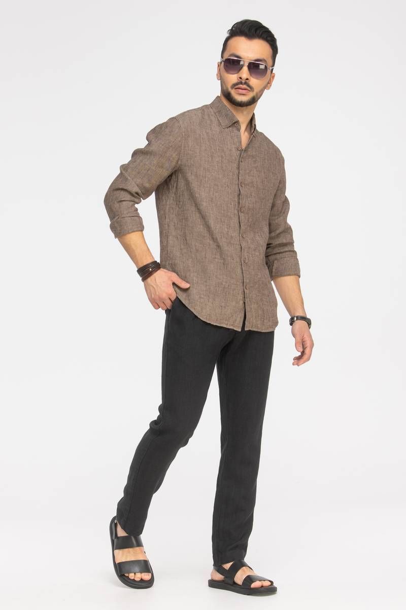 Рубашки с длинным рукавом Cool Flax КФР002 коричневый