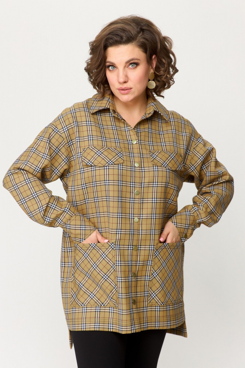 Рубашки Avenue Fashion 0342 песочный_клетка