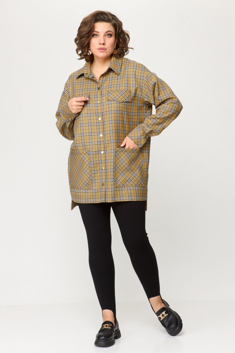 Рубашки Avenue Fashion 0342 песочный_клетка
