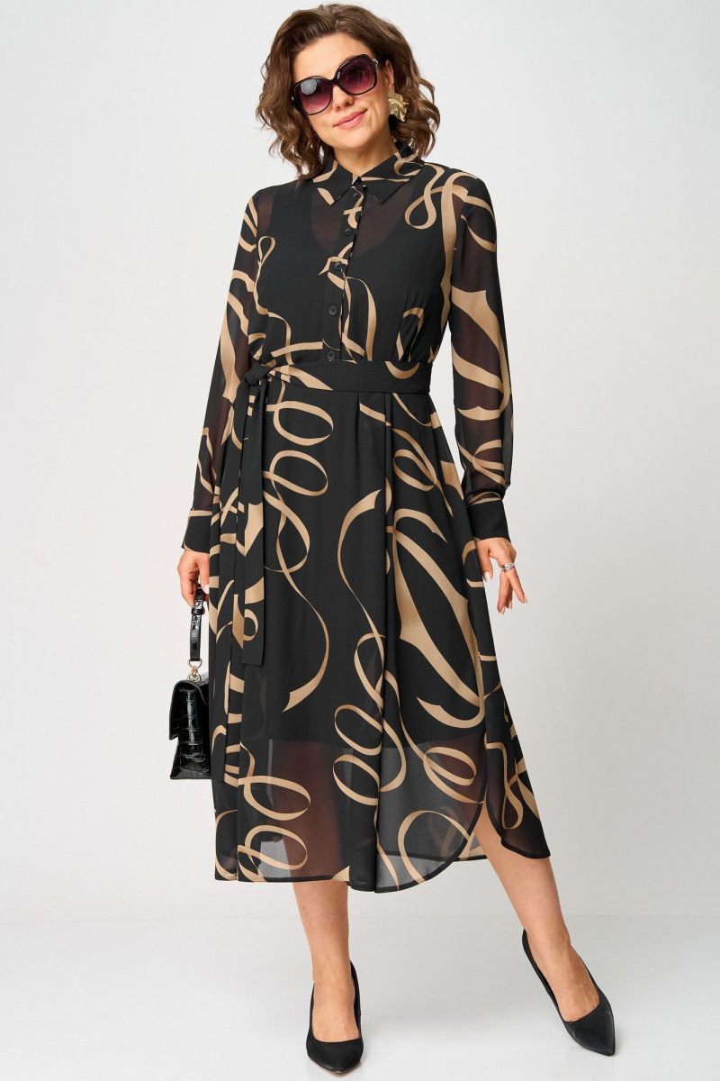 Платья EVA GRANT 7303 черный_принт