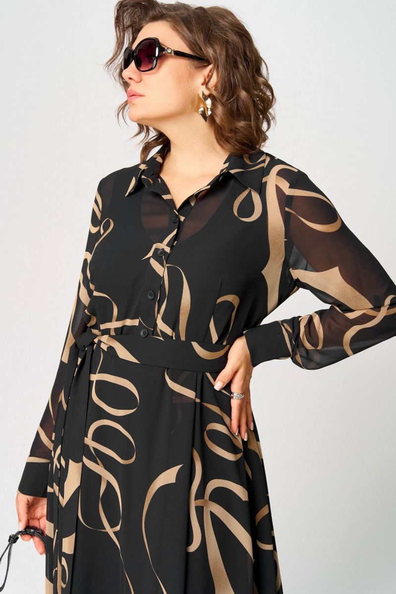 Платья EVA GRANT 7303 черный_принт