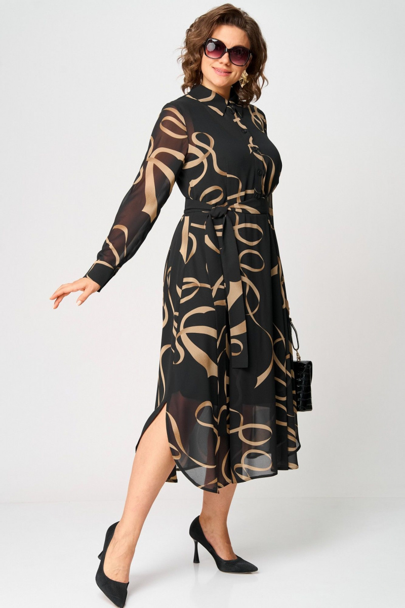 Платья EVA GRANT 7303 черный_принт