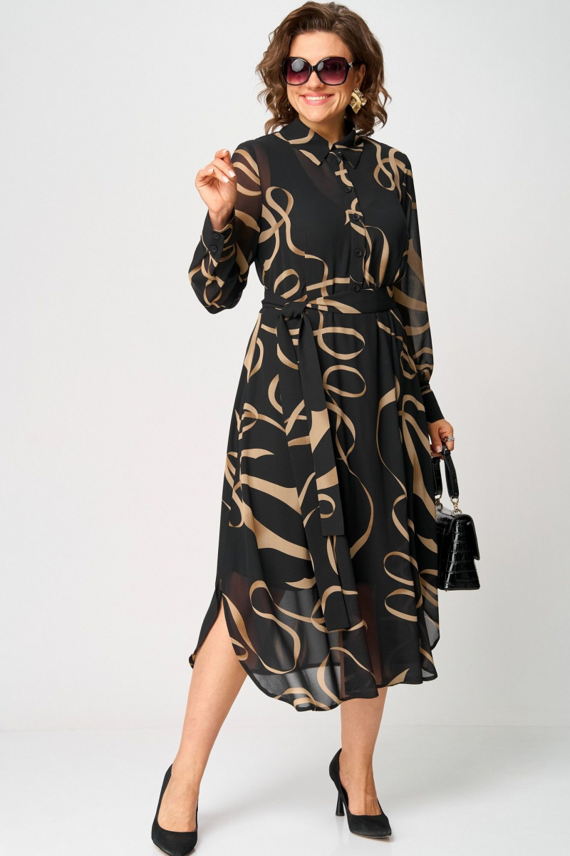 Платья EVA GRANT 7303 черный_принт