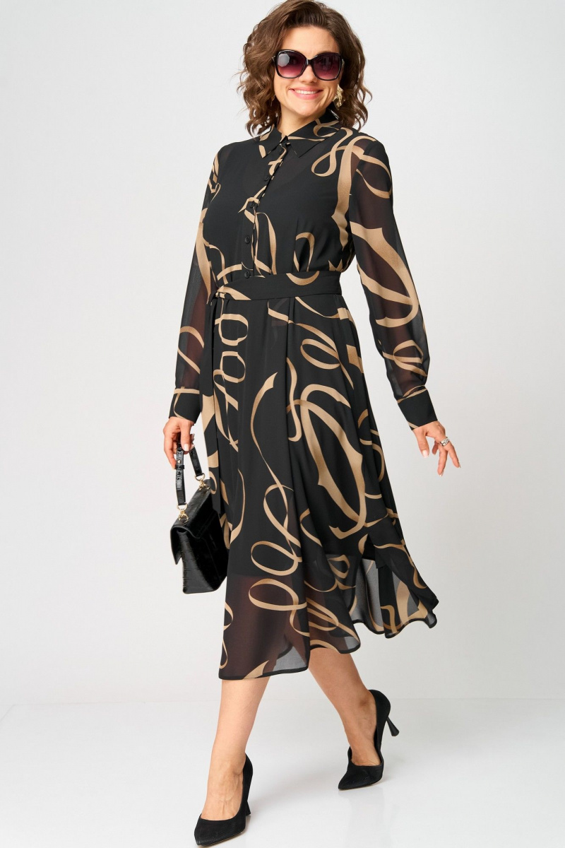 Платья EVA GRANT 7303 черный_принт