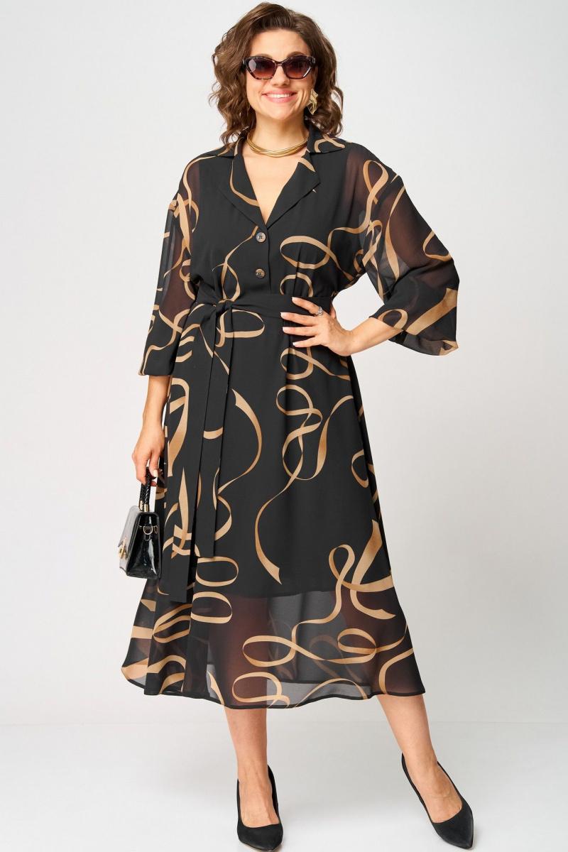 Платья EVA GRANT 7322 черный_принт