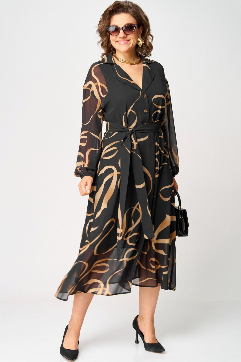 Платья EVA GRANT 7322 черный_принт