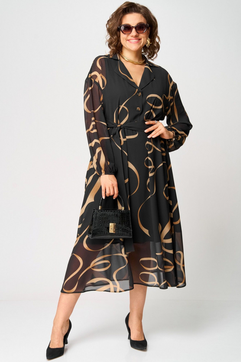 Платья EVA GRANT 7322 черный_принт