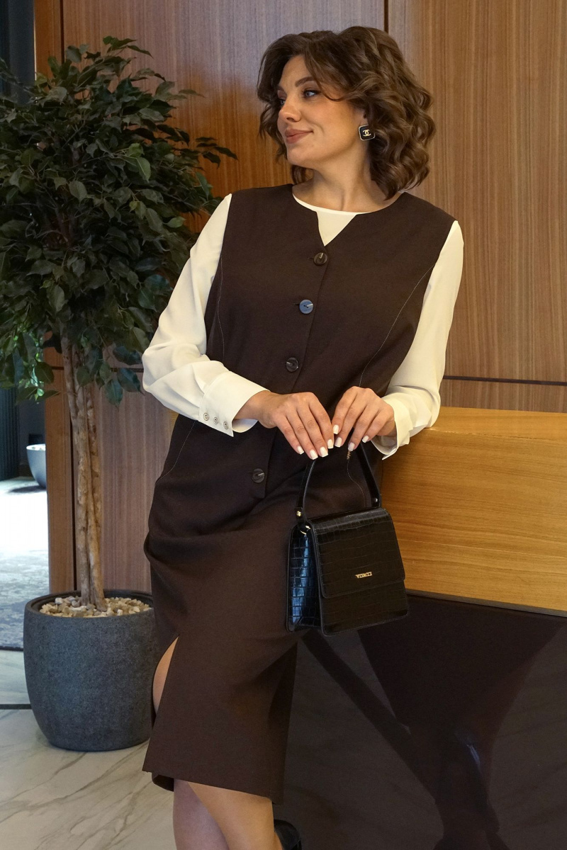 Плательный комплект Alani Collection 2436 коричневый-молоко