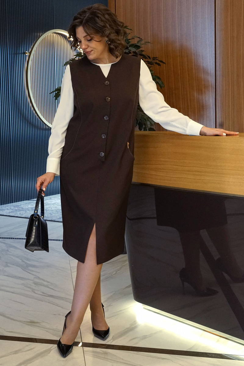 Плательный комплект Alani Collection 2436 коричневый-молоко