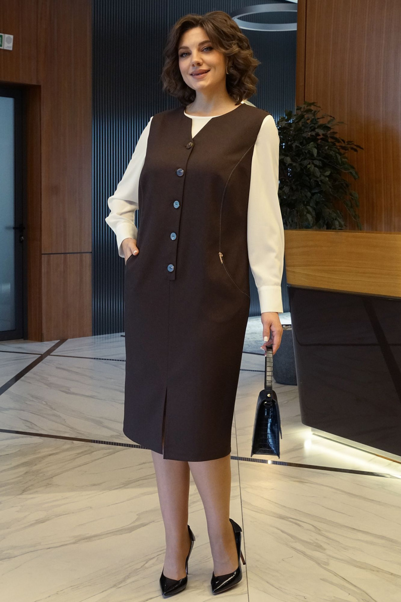 Плательный комплект Alani Collection 2436 коричневый-молоко