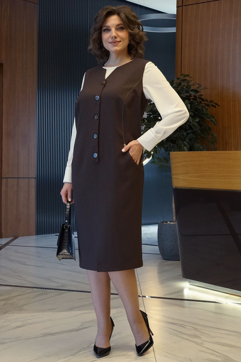 Плательный комплект Alani Collection 2436 коричневый-молоко