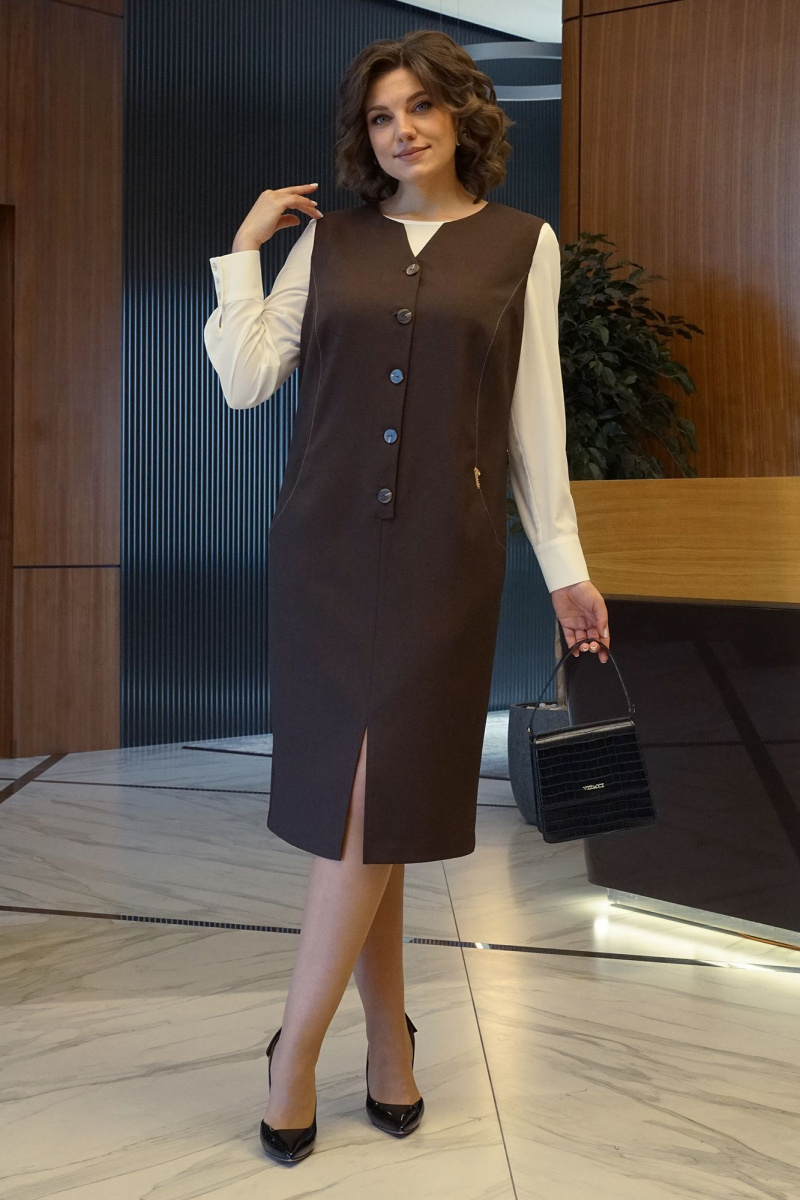 Плательный комплект Alani Collection 2436 коричневый-молоко