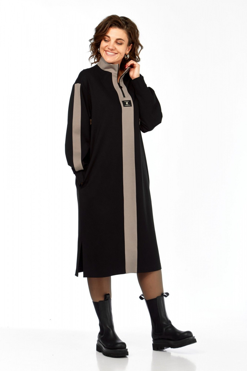 Платья Ольга Стиль С-972 черно-коричневый