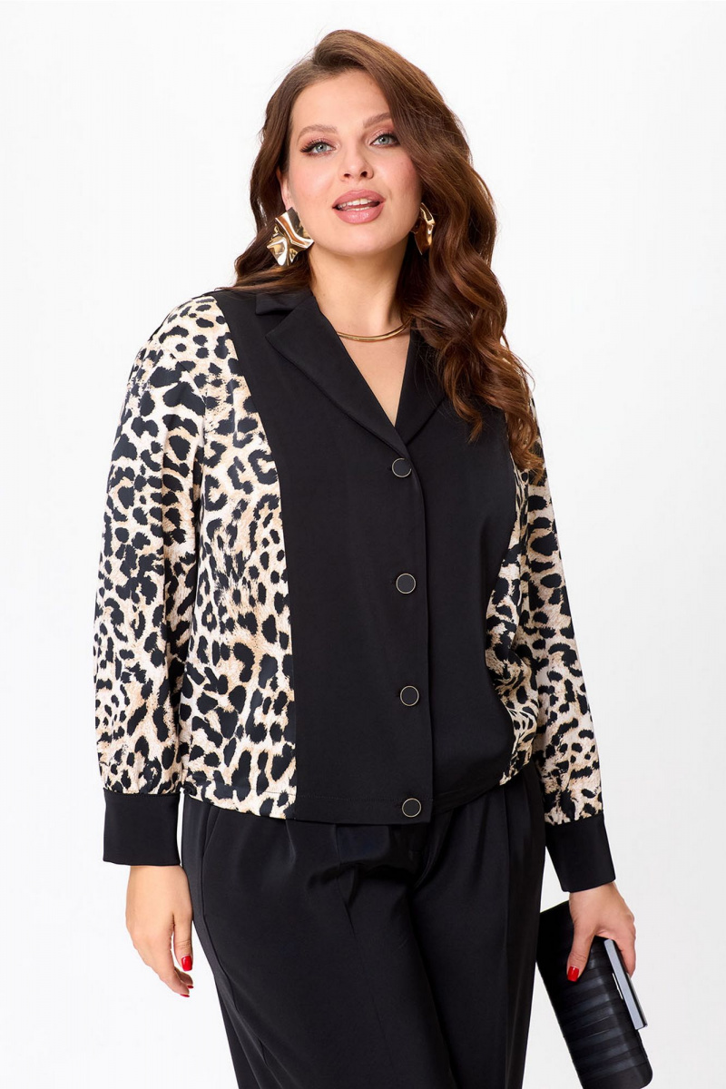 Брючный костюм Lady Style Classic 2904 черный_с_бежевым