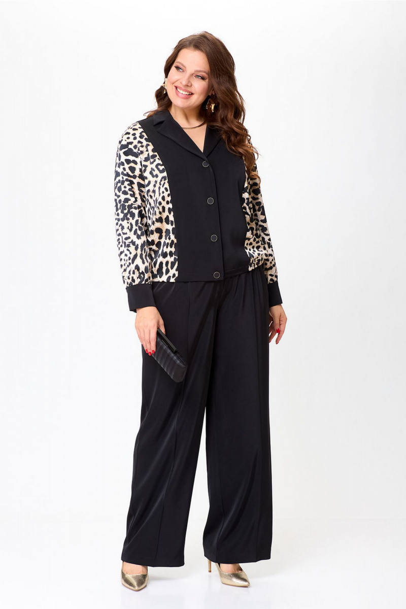 Брючный костюм Lady Style Classic 2904 черный_с_бежевым