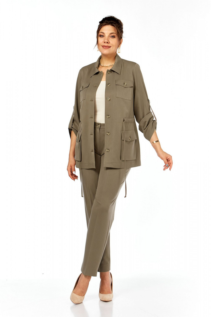 Брючный костюм Lady Style Classic 2151/6 бежево-коричневый