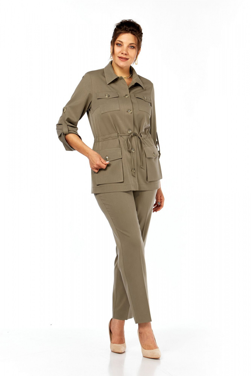 Брючный костюм Lady Style Classic 2151/6 бежево-коричневый