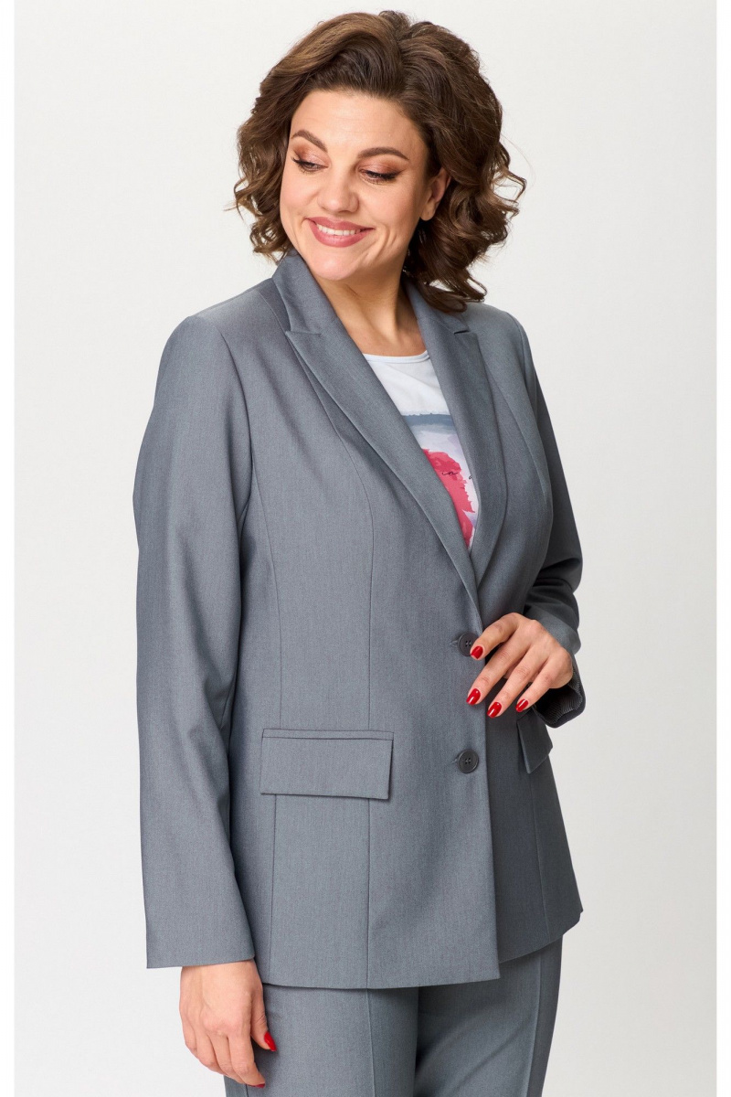 Брючный костюм БелЭльСтиль 412-3_03_22+596-2_79_22 серый_однотон