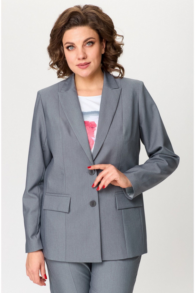 Брючный костюм БелЭльСтиль 412-3_03_22+596-2_79_22 серый_однотон