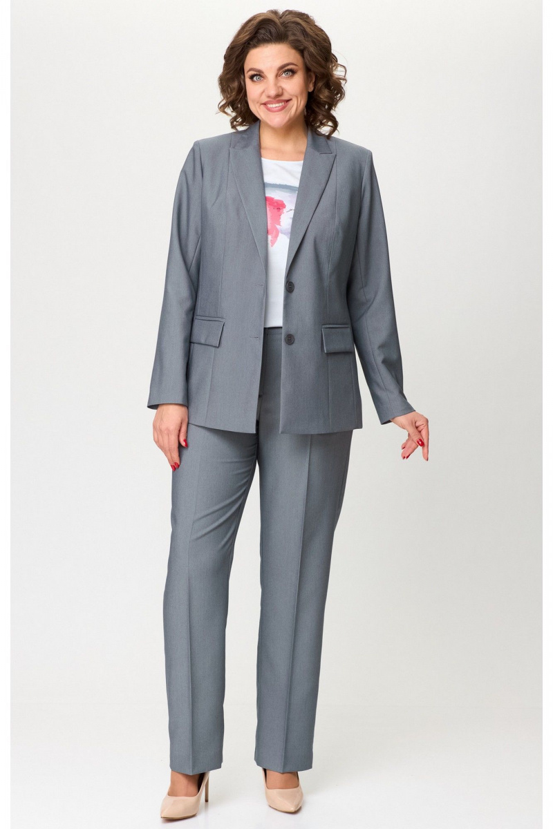 Брючный костюм БелЭльСтиль 412-3_03_22+596-2_79_22 серый_однотон