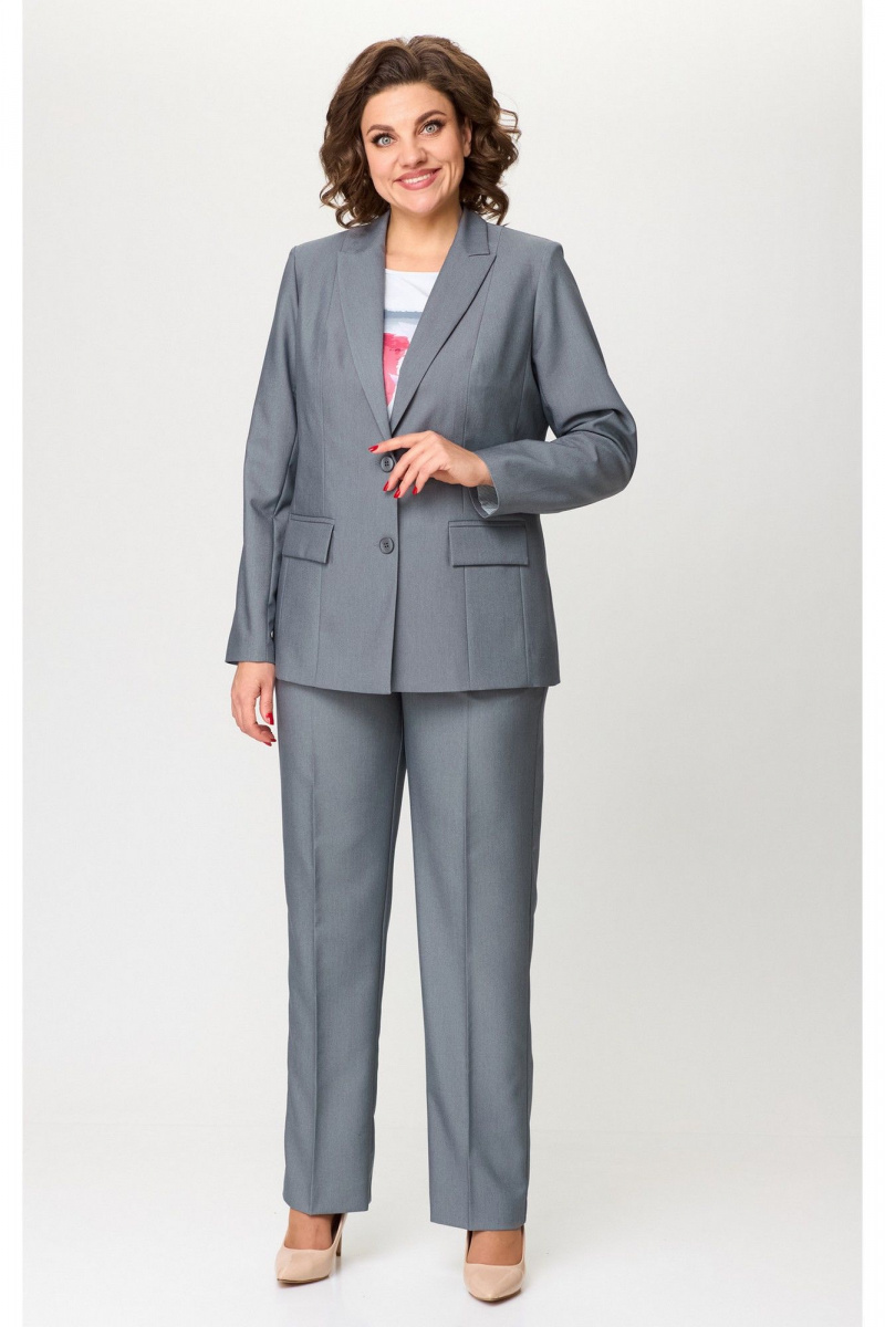 Брючный костюм БелЭльСтиль 412-3_03_22+596-2_79_22 серый_однотон