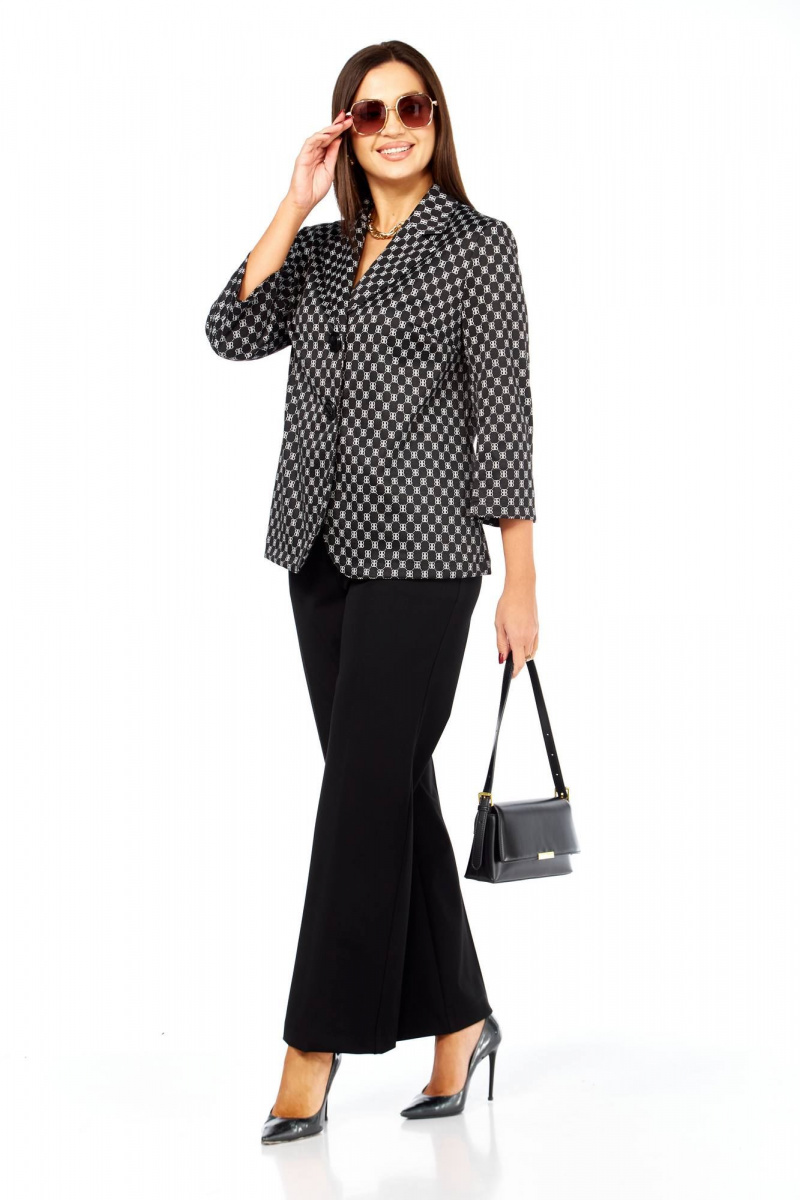 Брючный костюм Taita plus 2523 черно-белый
