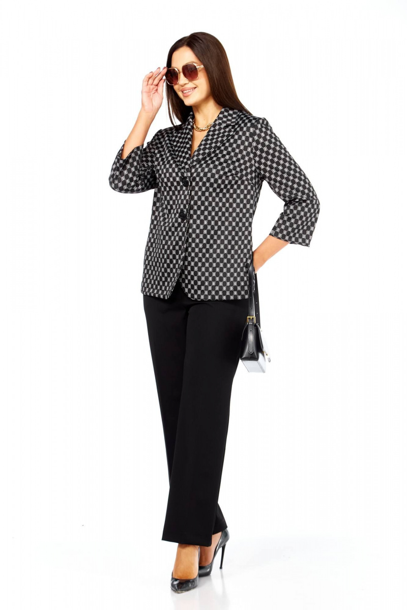 Брючный костюм Taita plus 2523 черно-белый
