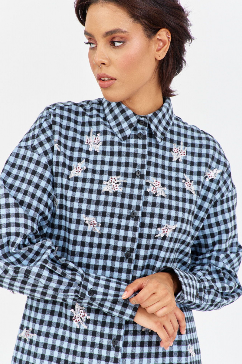 Рубашки FLAIM 2043 черно-голубой