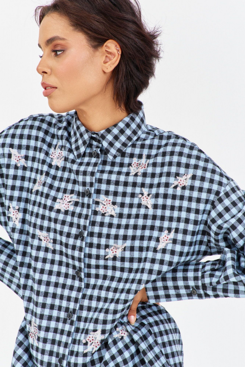 Рубашки FLAIM 2043 черно-голубой