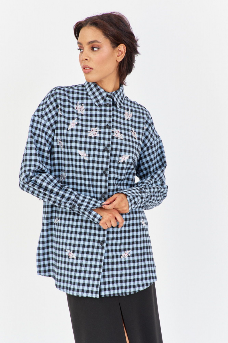 Рубашки FLAIM 2043 черно-голубой