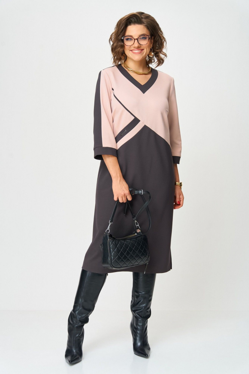 Платья Aira Style 24428 пудра-шоколад