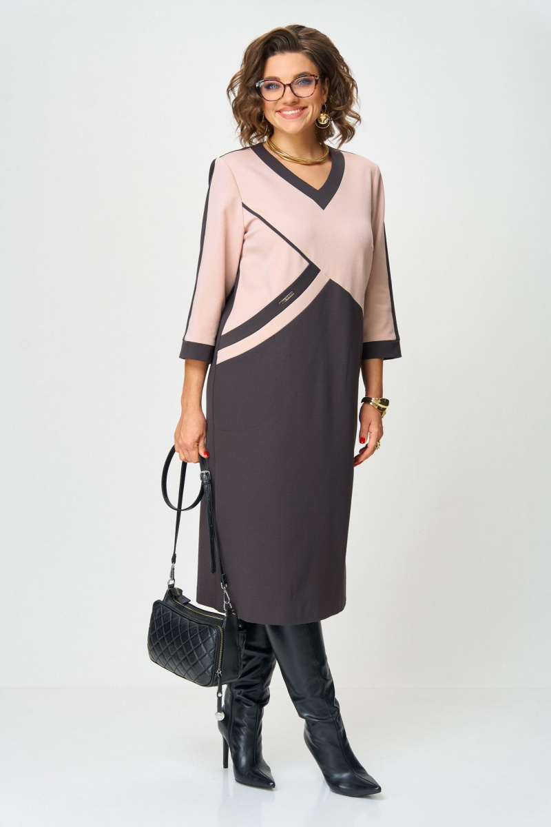 Платья Aira Style 24428 пудра-шоколад