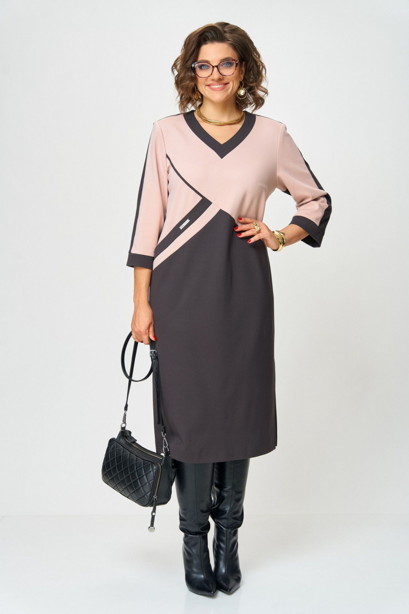 Платья Aira Style 24428 пудра-шоколад