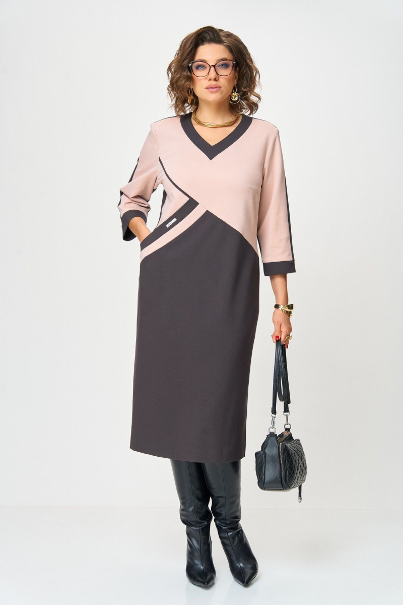 Платья Aira Style 24428 пудра-шоколад