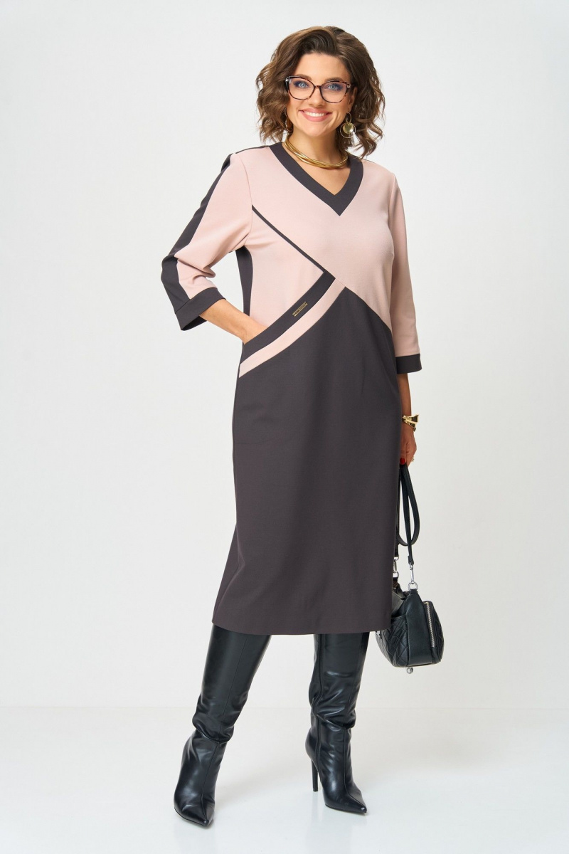 Платья Aira Style 24428 пудра-шоколад