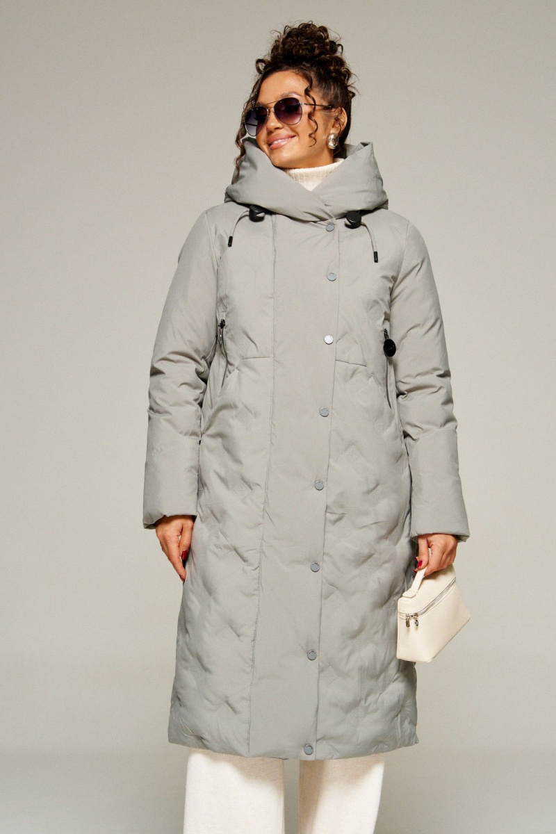 Женское пальто Beautiful&Free 8015 серо-зеленый