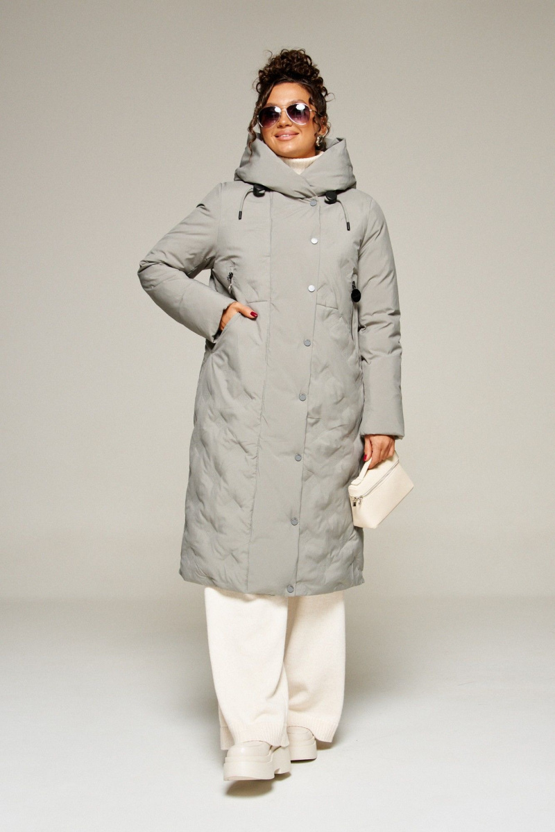 Женское пальто Beautiful&Free 8015 серо-зеленый