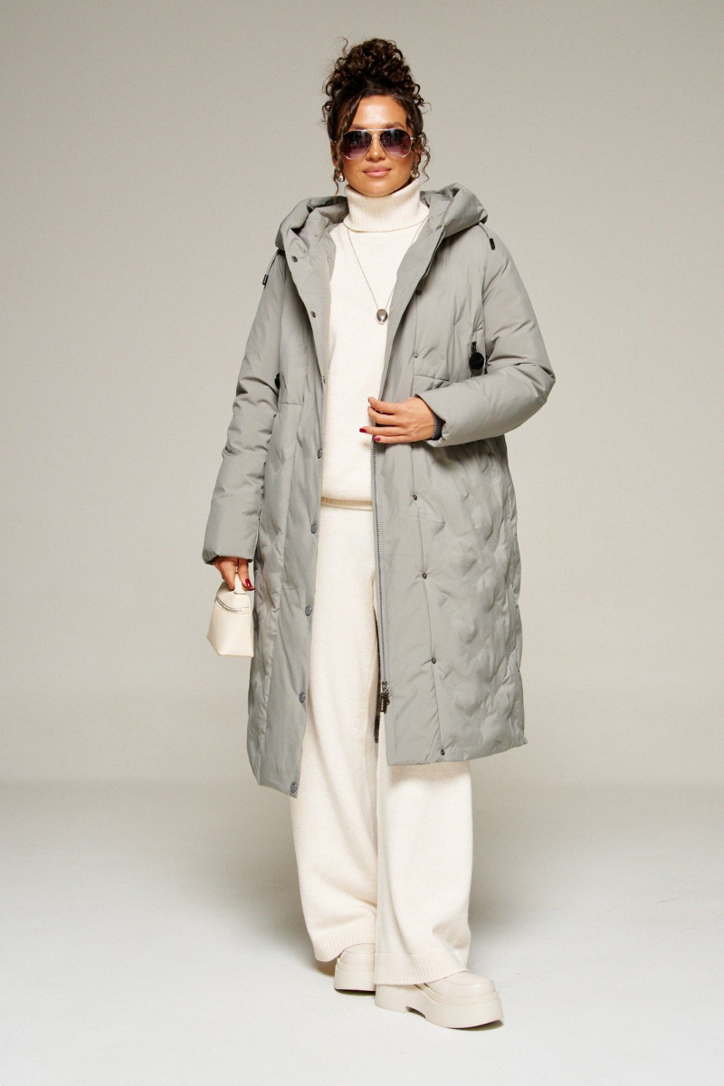 Женское пальто Beautiful&Free 8015 серо-зеленый