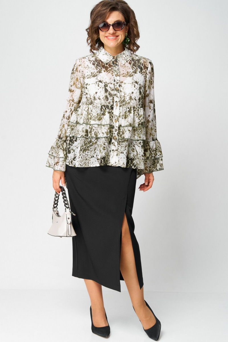 Блузы EVA GRANT 7221 принт_олива