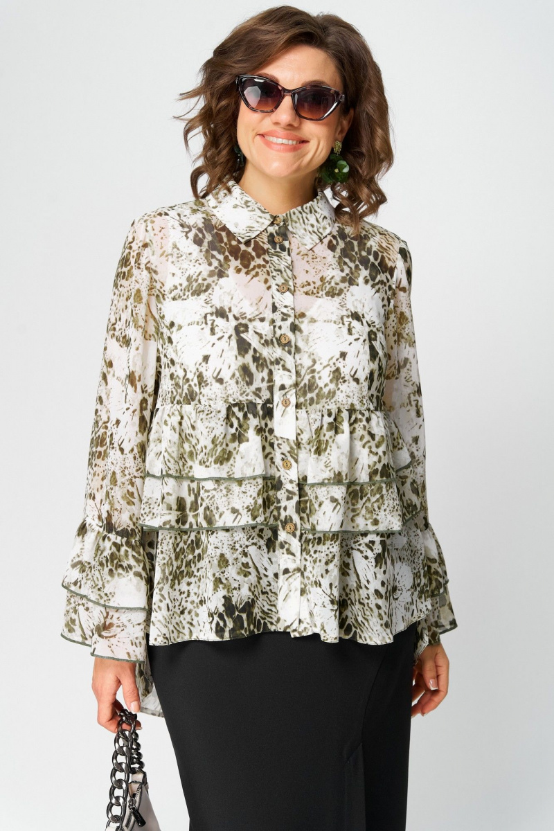 Блузы EVA GRANT 7221 принт_олива