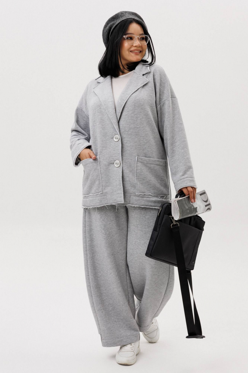 Брючный костюм Anastasia 1299 серый_меланж