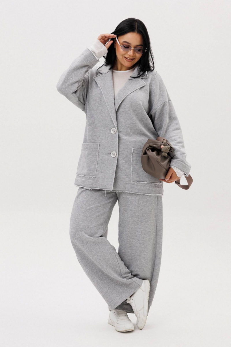 Брючный костюм Anastasia 1299 серый_меланж